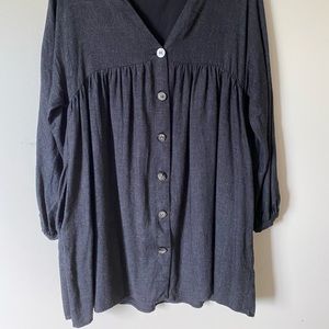 Zara Babydoll Dress in Dark Grey Tweed Pattern